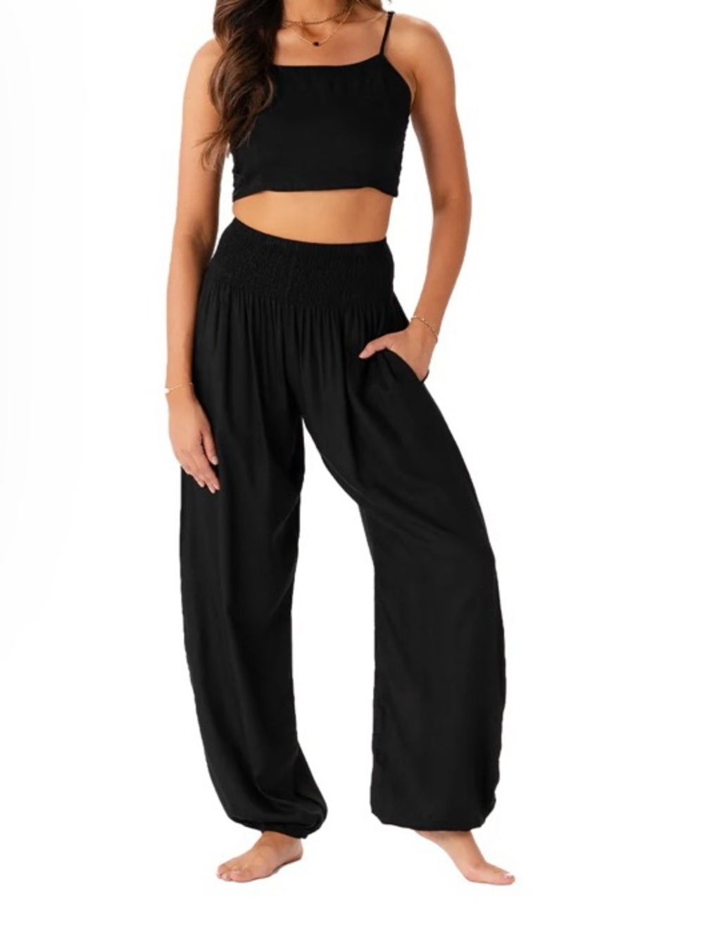 lotus & luna black harem pants. Size s/p
